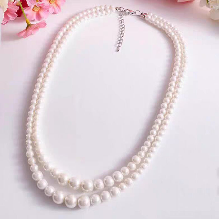 Wholesale Pearl necklace, double layered necklace, elegant and fashionable, photography collarbone chain