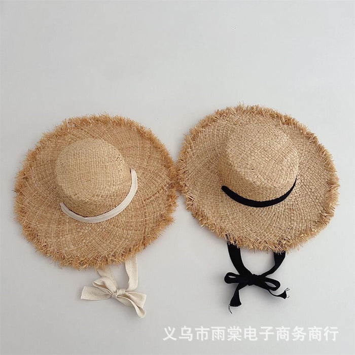 Wholesale Children's Hat Ins Large Eave Raffia Sunshade Hat Summer Straw Hat