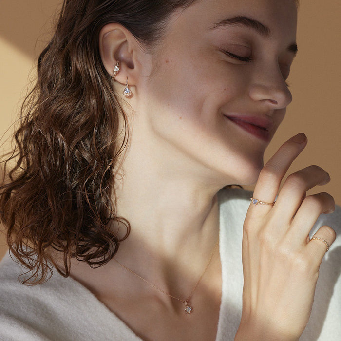 Wholesale Water droplet ice crystal natural light luxury ring earring set