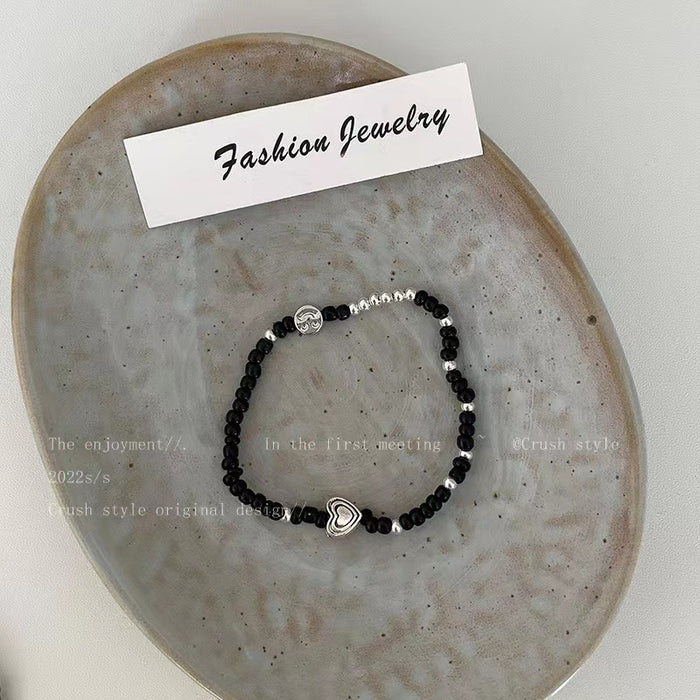 Wholesale Smiley Face Contrast Color Retro Stacked Stone Bracelet JDC-BT-ShuXing003