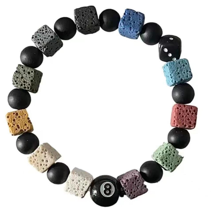 Wholesale Black Eight Dice Volcanic Stone Bracelet JDC-BT-CAJB001