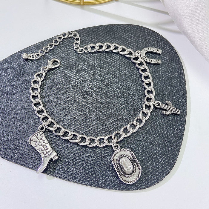 Wholesale Bohemian Ethnic Style Zinc Alloy Jewelry Set Cow Head Design Necklace and Bracelet