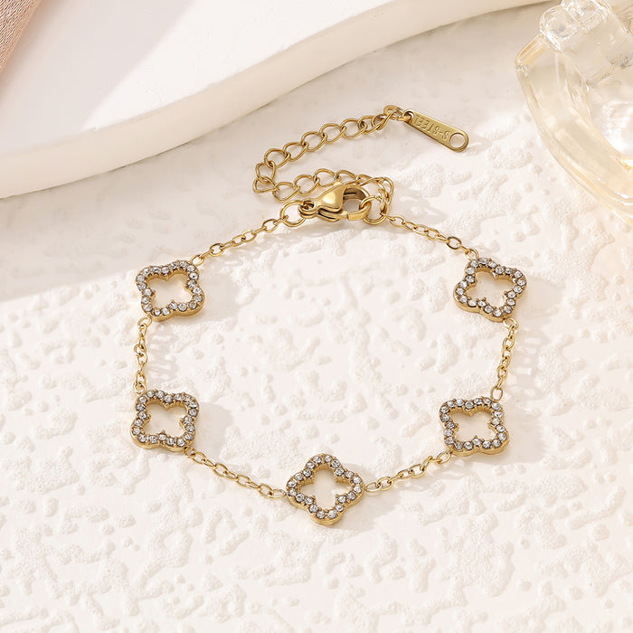 Wholesale Lucky bracelet colorfast titanium steel jewelry Necklace Set