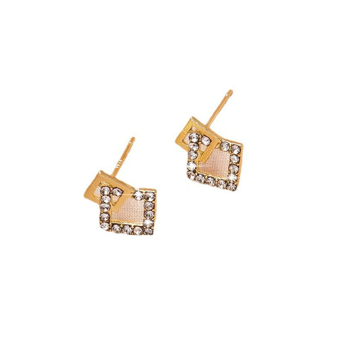 Wholesale Square Geometric Diamond Stud Earrings Simple Earrings Exquisite