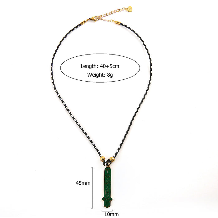 Wholesale Original Design Retro Style Stainless Steel Blocks Devil's Eye Drip Oil Necklace Fashion Pendant Baita Wholesale