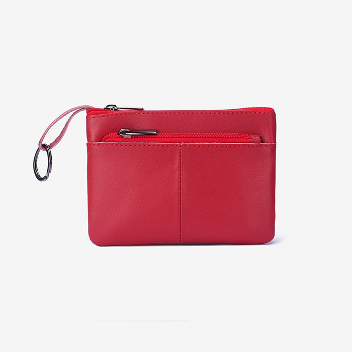Wholesale Genuine Leather Men's Simple Coin Purse Women's Zipper Hand Wallet Vintage Short Cowhide Card Bag