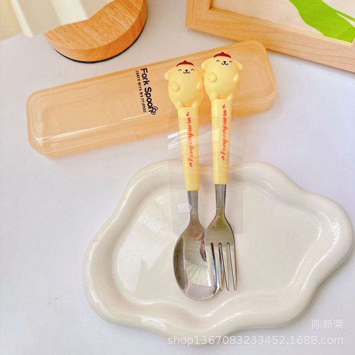 Wholesale Children's Stainless Steel Portable Tableware Set with Silicone Handle JDC-SN-CXR001