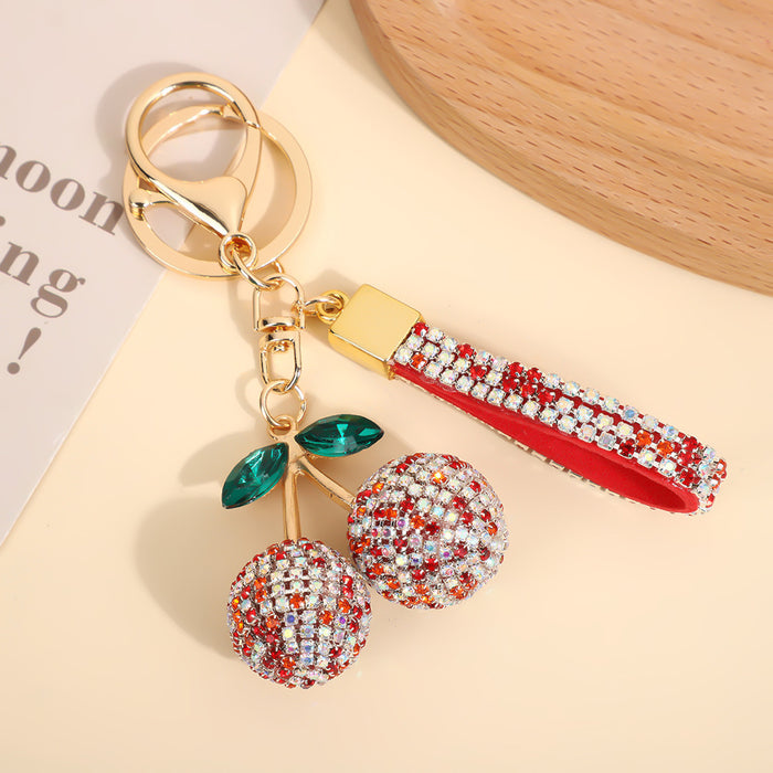 Wholesale Modern minimalist cherry keychain with diamonds