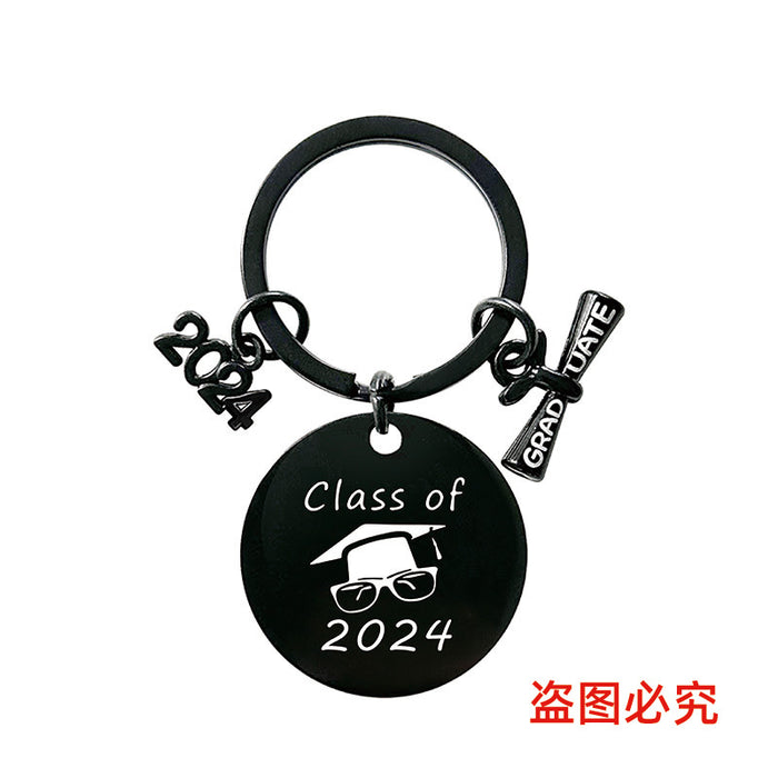 Wholesale Graduation Season Gift Round Stainless Steel Keychain JDC-KC-GangGu049