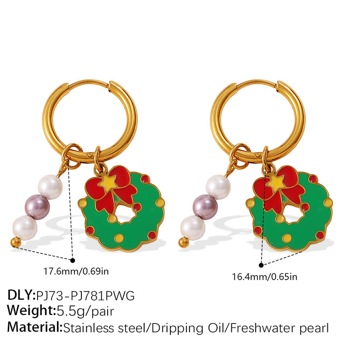 Wholesale Christmas Collection Gingerbread Man Pendant Earrings Stainless Steel