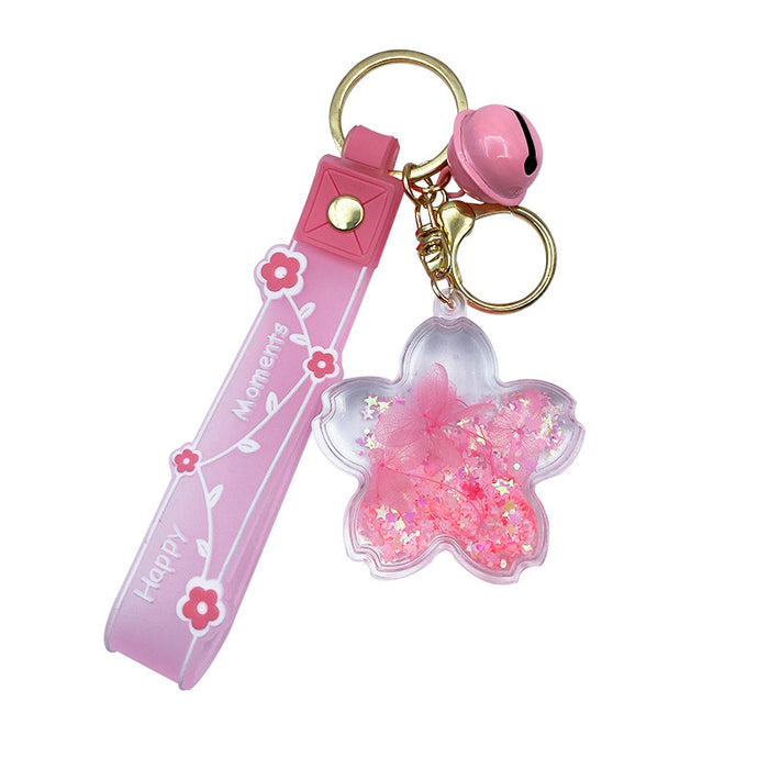 Wholesale Oil-flowing Quicksand Sakura Keychain