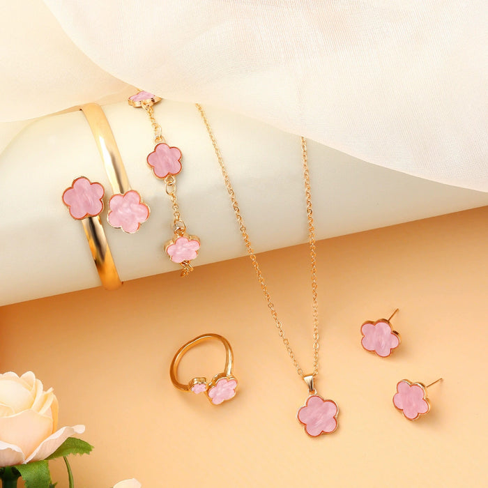 Wholesale 5pcs/ set Acrylic Lucky Flower Jewelry Set