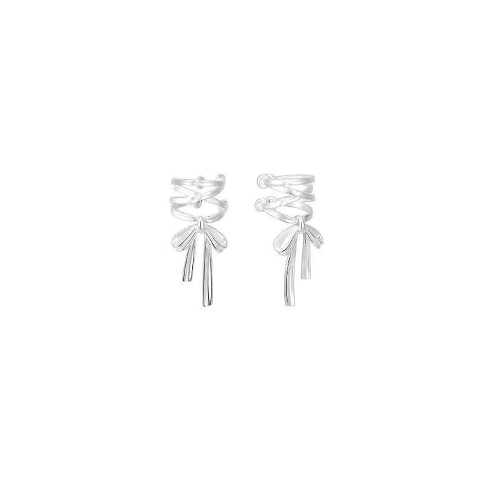 Wholesale Ballet bow ear bone clip niche design matte metal personality simple and versatile temperament earrings without ear holes