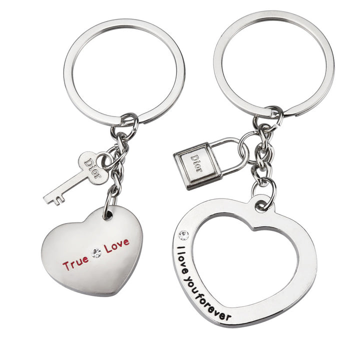 Wholesale Heart-shaped couple metal keychain