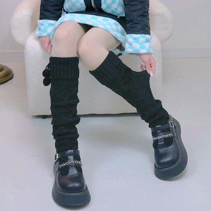 Wholesale Knitted socks, plush knee high socks, solid color pile socks