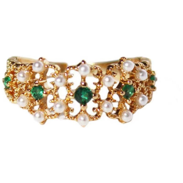 Wholesale Vintage carved inlaid ring with gold plating and personalized high-end feel