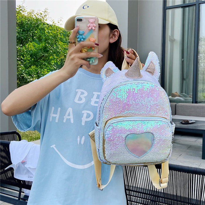 Wholesale Sequin New Backpack Cute Student School Bag Travel Backpack JDC-BP-YuanDuo017