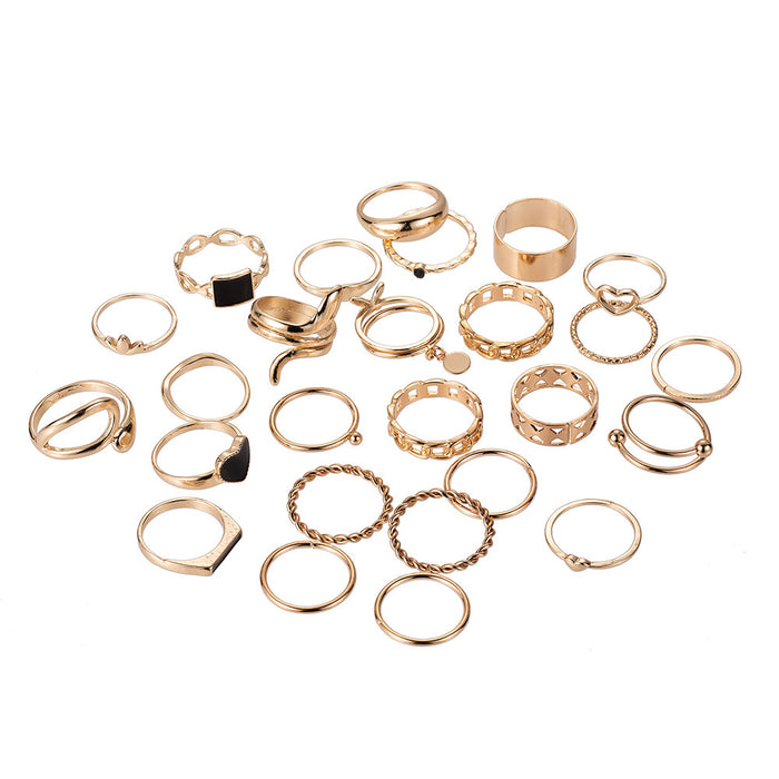 Wholesale Epoxy Love Square Alloy Ring 27-piece Set JDC-RS-KeR006