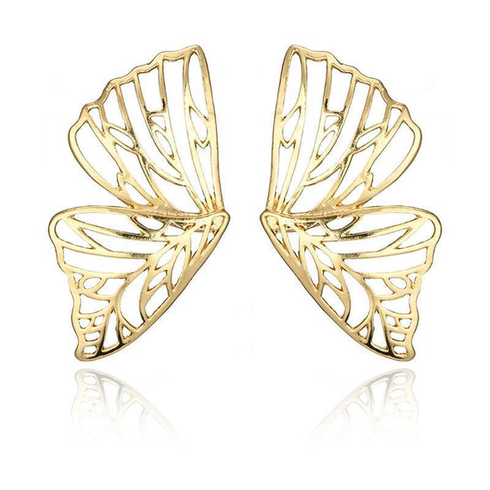 Wholesale Exaggerated hollow butterfly wing earrings trendy fan-shaped creative earrings wholesale