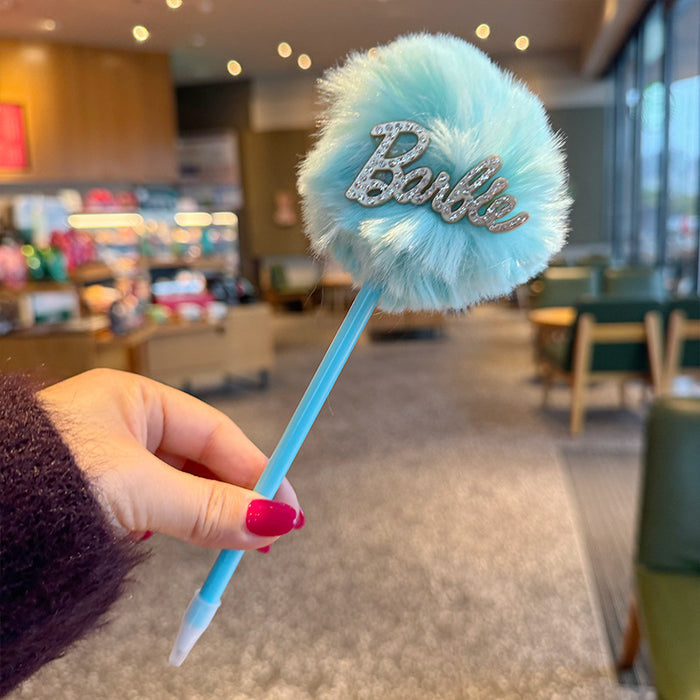 Wholesale Trendy Pink Letter Cartoon Ballpoint Pens with F Pom Pom Cute School Stationery