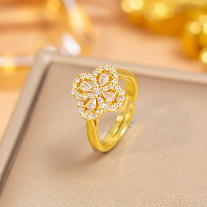 Wholesale Vintage Gold Plated Geometric Hollow Out Ring Adjustable Jewelry Accessory MOQ≥2