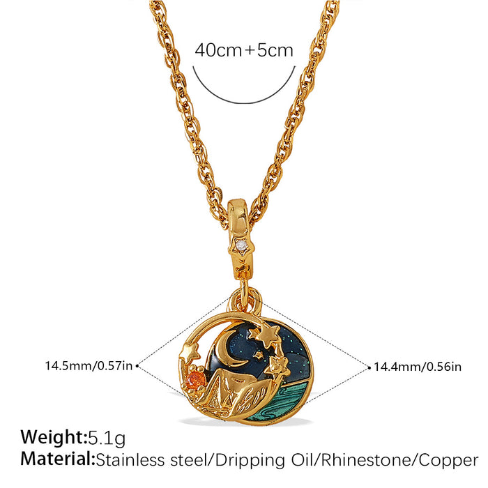 Wholesale Seaside holiday style turtle and starfish pendant necklace gold-plated diamond jewelry