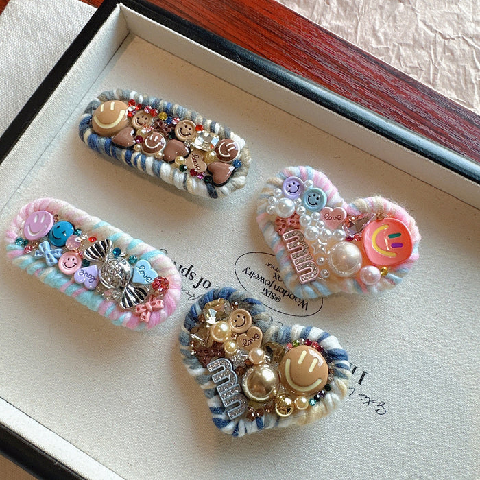 Wholesale cute smile face girl Hair Clips accessories