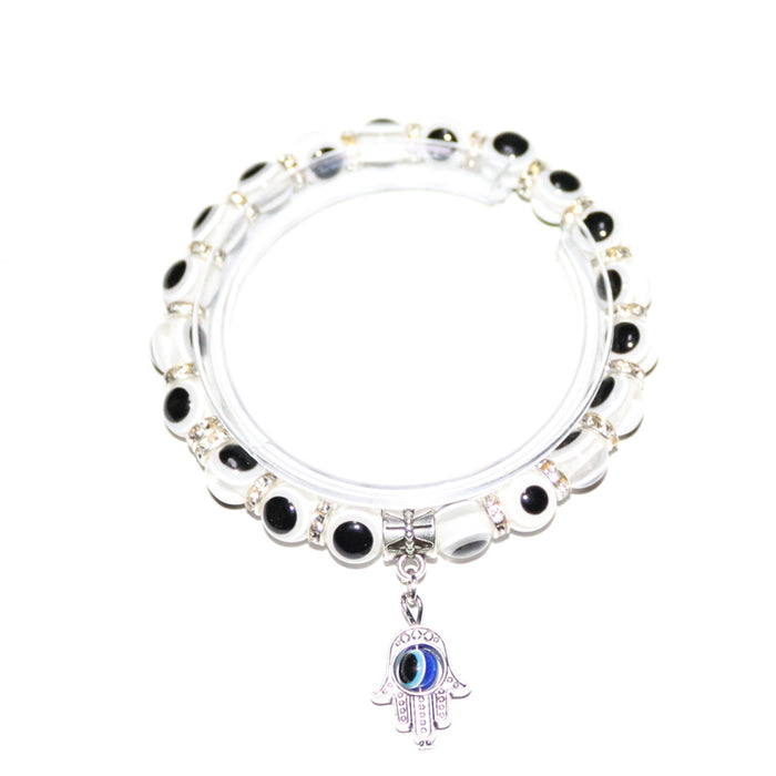 Wholesale Devil's eye Evil eye Palm Pendant Bracelet Evil eye Beaded Elastic Bracelet for Women