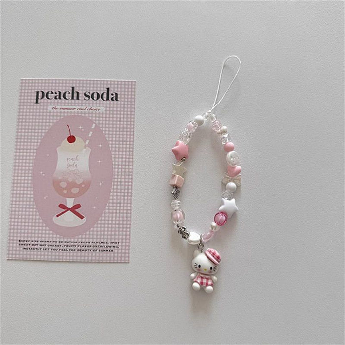Wholesale Cute 3D Beaded Kitten Phone Charm Keychains