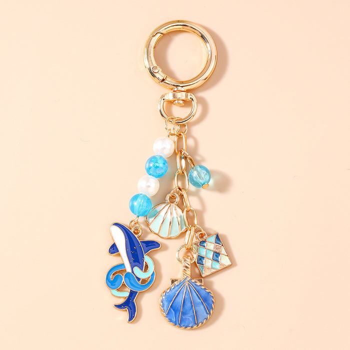 Wholesale Marine animal whale shell metal keychain