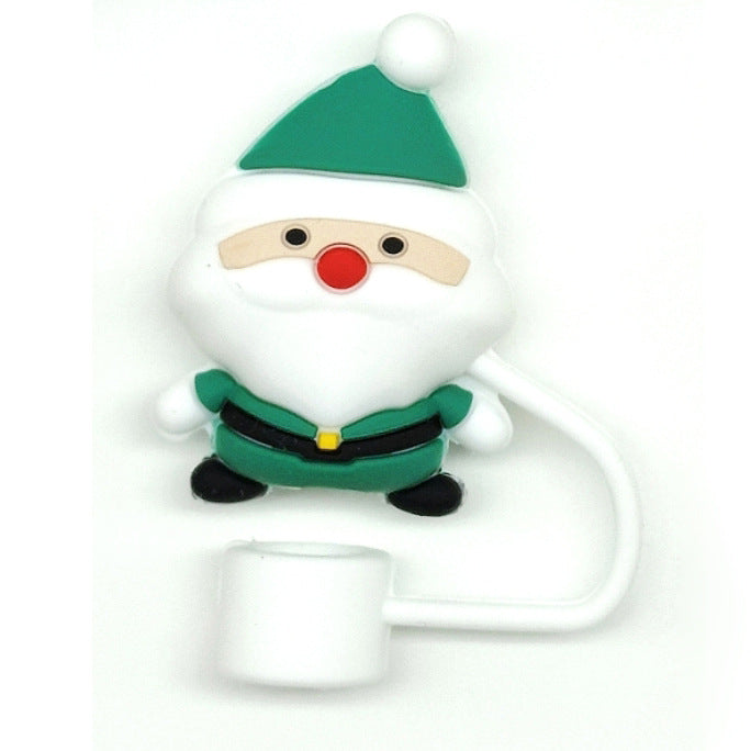 Wholesale 10pcs Food Grade Silicone  Cup Straw Cover Christmas Straw Cover Leak-proof Straw Cap