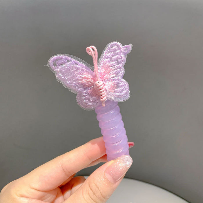 Wholesale Children's Fairy Butterfly Phone Cord Hair Scrunchies Cartoon Hair Tie Braided Hair Rope