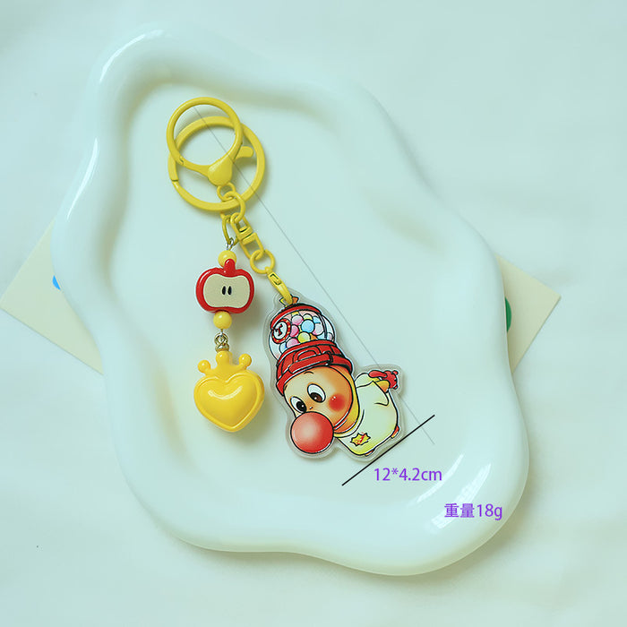 Wholesale Cute Red Apple Star Acrylic Relief Keychain Pendant Ins Cartoon Heart Backpack Hanging Jewelry