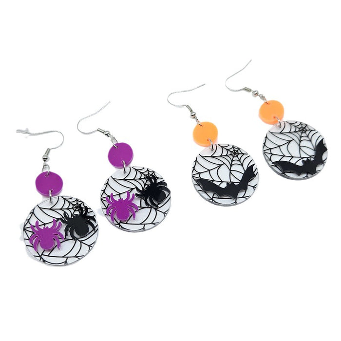 Wholesale Halloween Acrylic Spider Web Bat Earrings JDC-ES-XuePa009