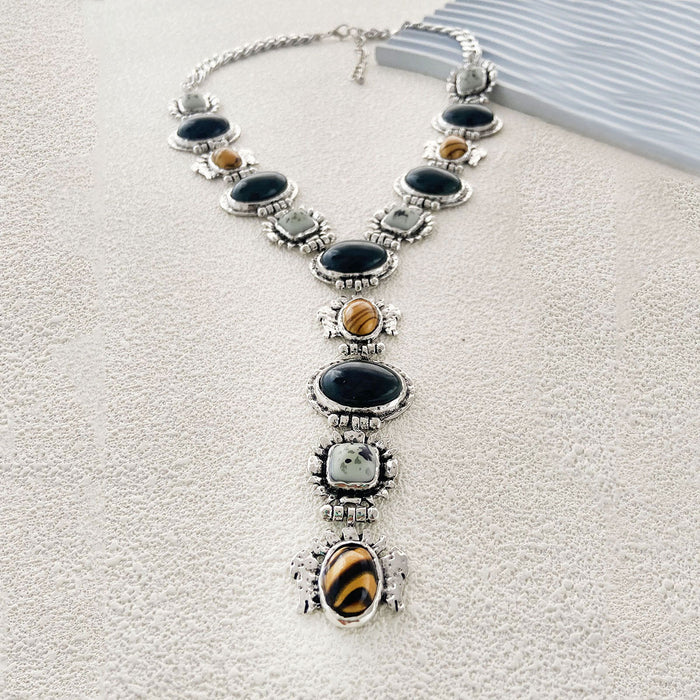 Wholesale alloy resin gem geometric pendant necklace simple women