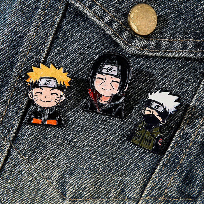 Wholesale Chibi Metal Brooch Anime Ninja Cartoon Pin Badge Casual Fashion Accessory