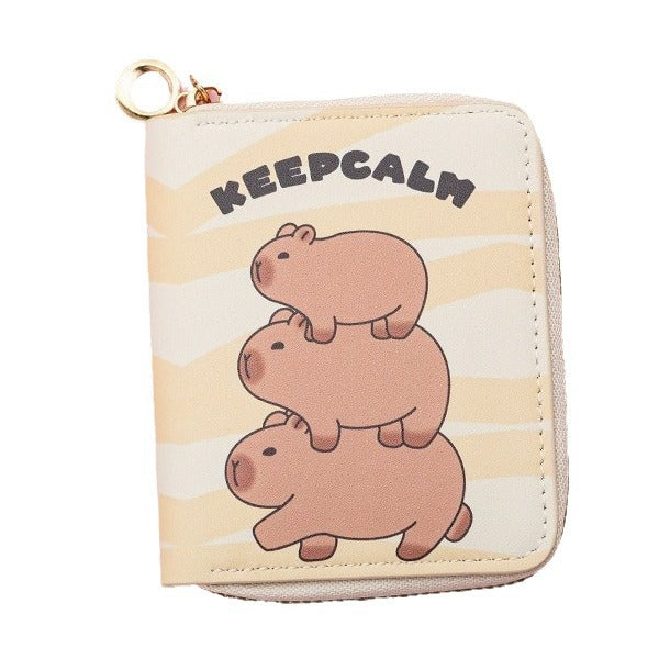 Wholesale Cute Cartoon Short PU Capi Bara Children Student Simple Coin Purse Card Holder Wallet JDC-WT-QT003