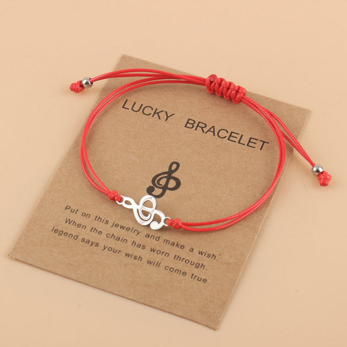 Wholesale Woven Adjustable Wax Line Bracelet Stainless Steel Music Symbol Bracelet