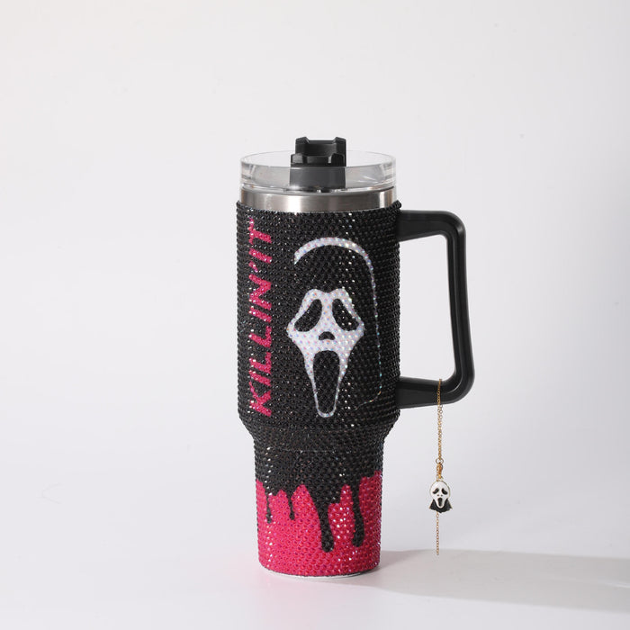 Wholesale 304 Stainless Steel  Pumpkin Face Rhinestone Vacuum Insulated Cup 40oz