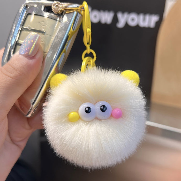 Wholesale Rex Rabbit Fur Small Charcoal Ball Furry Keychain
