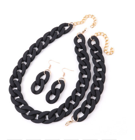 Wholesale Acrylic Rubber Feel Paint Versatile Necklace Earrings Set JDC-ES-ChouD012