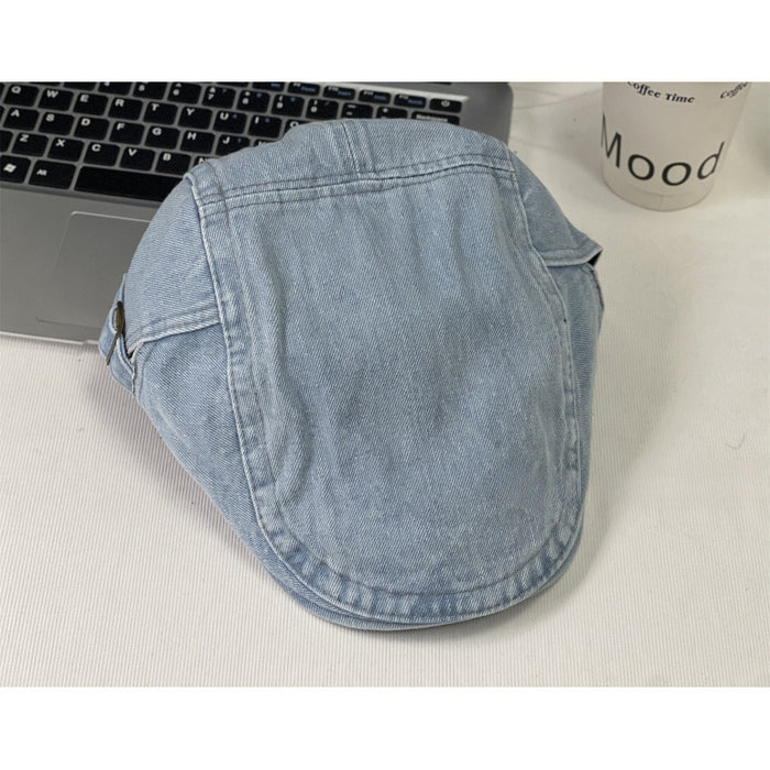 Wholesale Washed denim big brimmed beret, newsboy hat