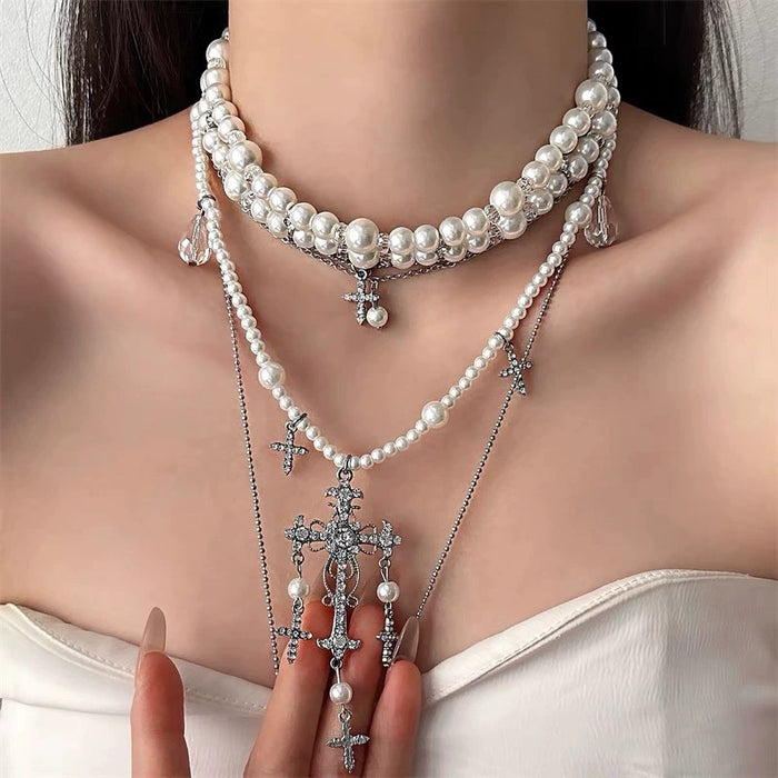 Wholesale multi-layered pearl necklace clavicle chain chocker accessories