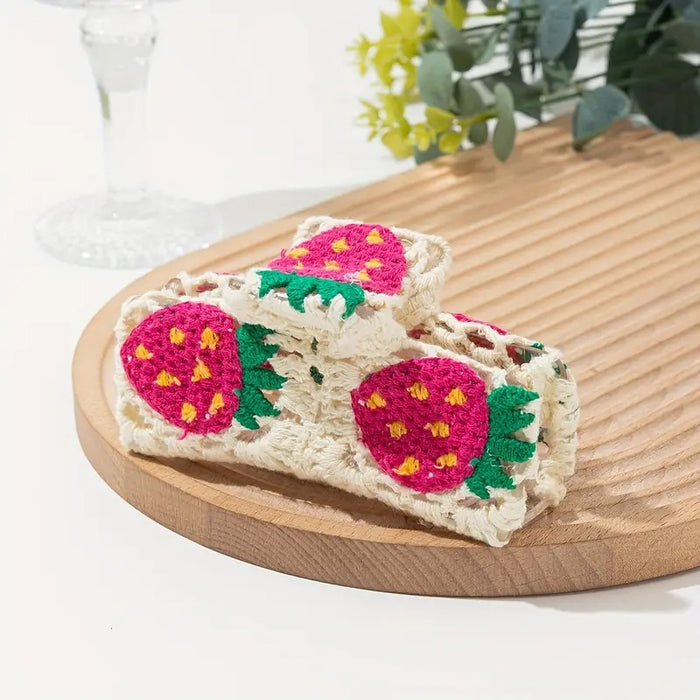 Wholesale Knitted Crochet Strawberry Hair Clip