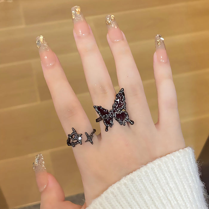 Wholesale Butterfly liquid opening ring, fashionable temperament, high-end feeling, retro ring