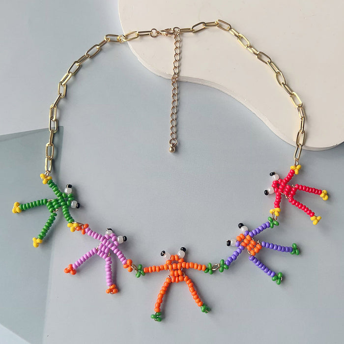 Wholesale Hand-woven Frog Bee Animal Pendant Chain Necklace