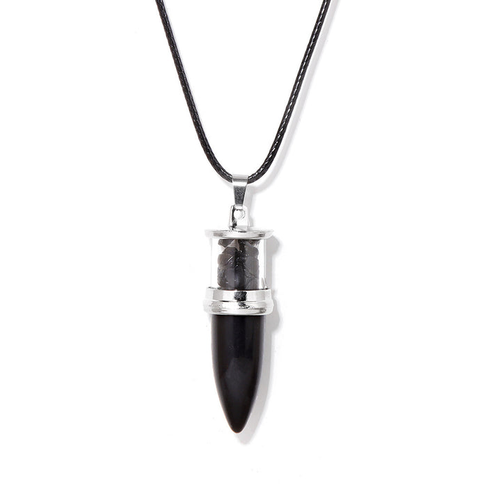 Wholesale Bullet shaped pendant necklace with inlaid embellishments