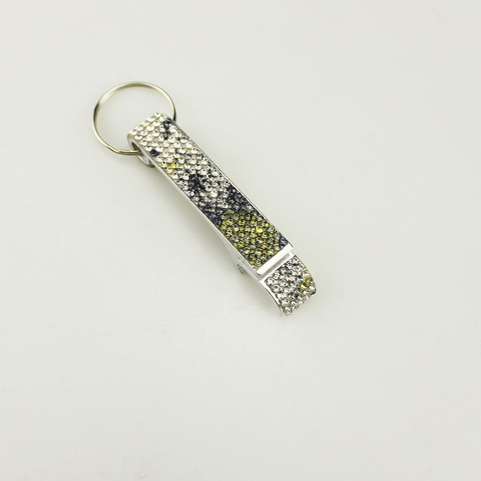 Wholesale Rhinestone Nature Style Alloy Beer Bottle Opener Keychain Grey Car Key Accessory Gift