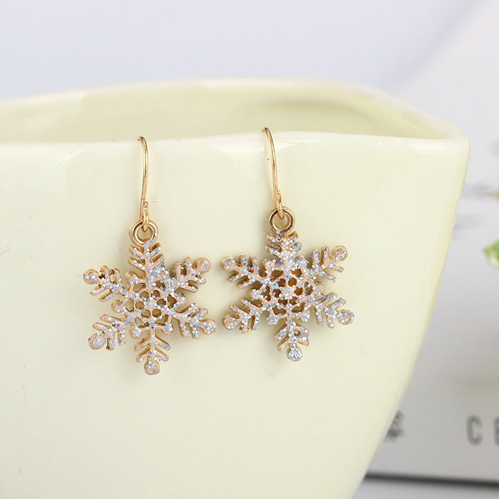 Wholesale Christmas Earrings Jewelry Alloy Pendant Hollow Snowflake Earrings
