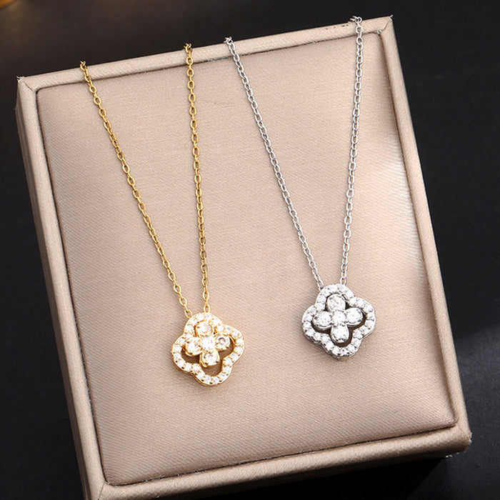 Wholesale Lucky four-leaf clover titanium steel necklace choker necklace
